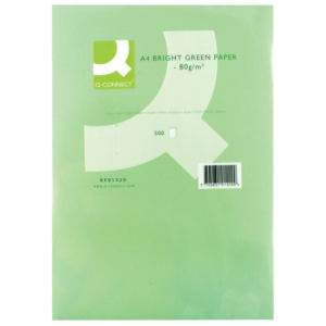 Q-Connect Bright Green Coloured A4 Copier Paper 80gsm Ream (Pack of 500)