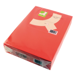 Q-Connect Bright Red Coloured A4 Copier Paper 80gsm Ream (Pack of 500)