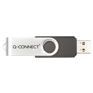 Q-Connect Silver/Black USB 2.0 Swivel 16Gb Flash Drive